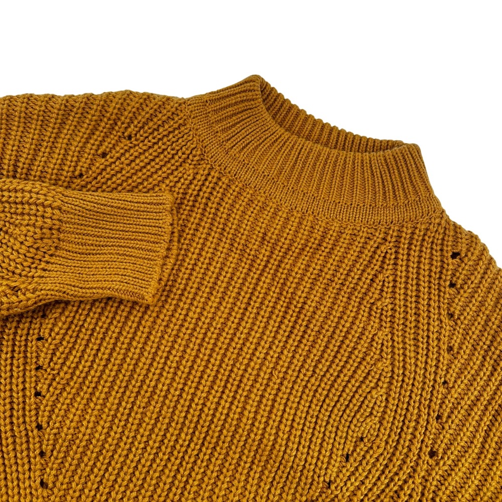 Jon & Anna Womens Mock Neck Knit Medium Yellow Sweater Long Sleeve Cropped